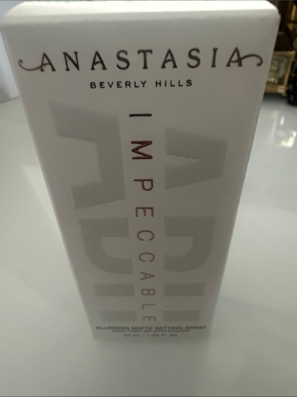 Anastasia White Cosmetic Box with Black Barcode